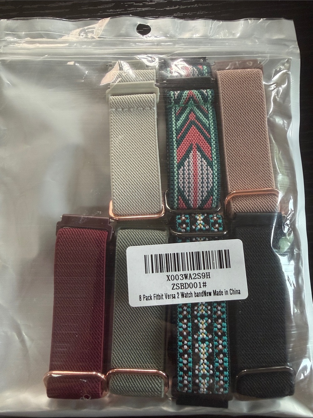 Assorted Watch Bands for Fitbit Versa 2 - Burgundy, Olive, Pink, Black, Pattern